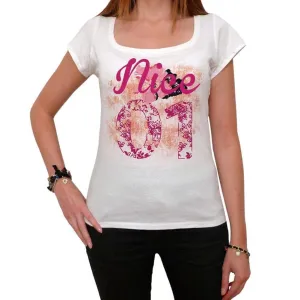 01, Nice, Women's Short Sleeve Round Neck T-shirt 00008