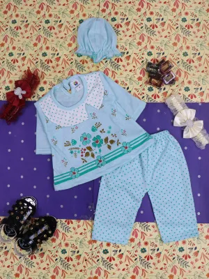 0Mth - 3Mth Flower Light Blue Baby Suit For Newborn NBS82