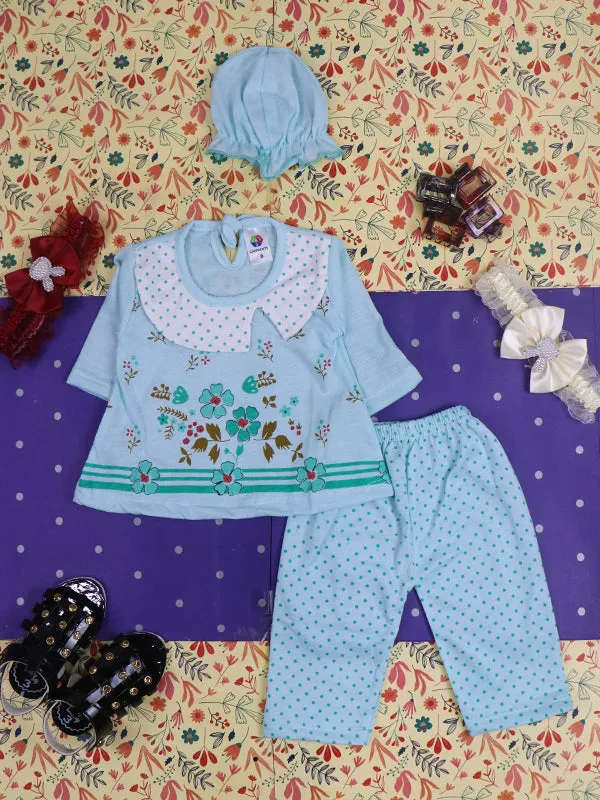 0Mth - 3Mth Flower Light Blue Baby Suit For Newborn NBS82