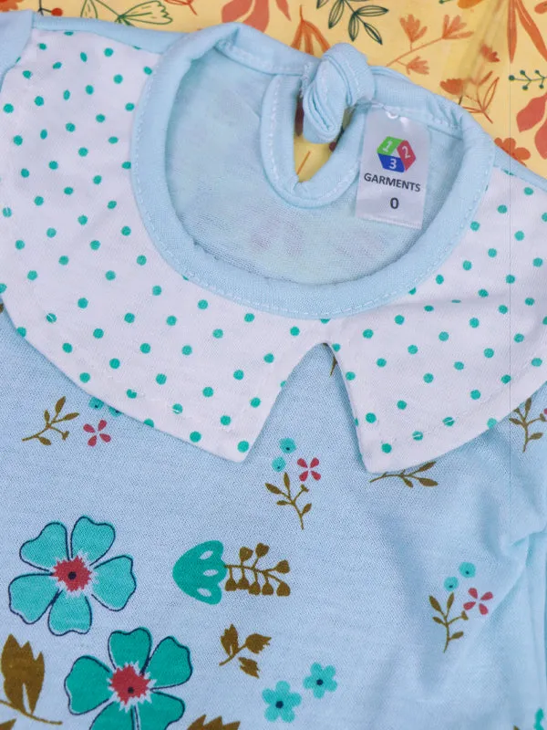 0Mth - 3Mth Flower Light Blue Baby Suit For Newborn NBS82