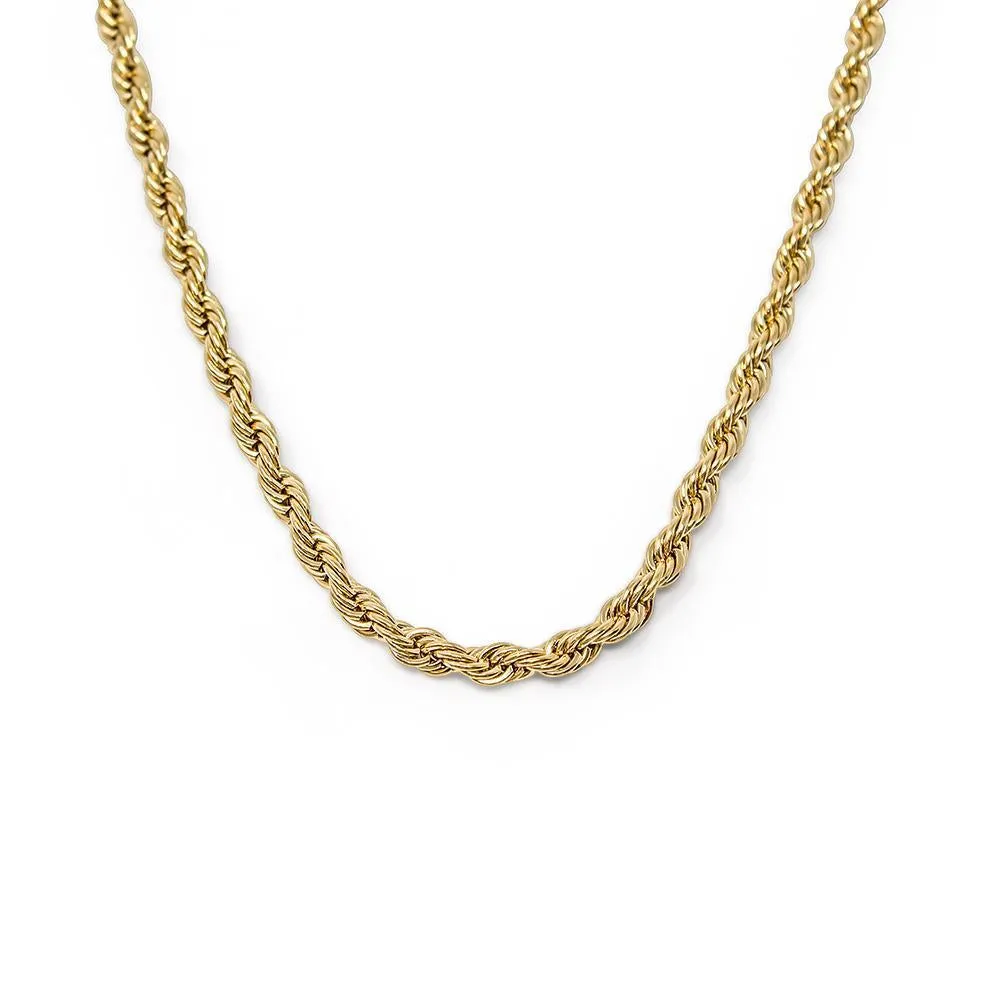 20 Inch Stainless Steel PVD Gold French Rope Chain