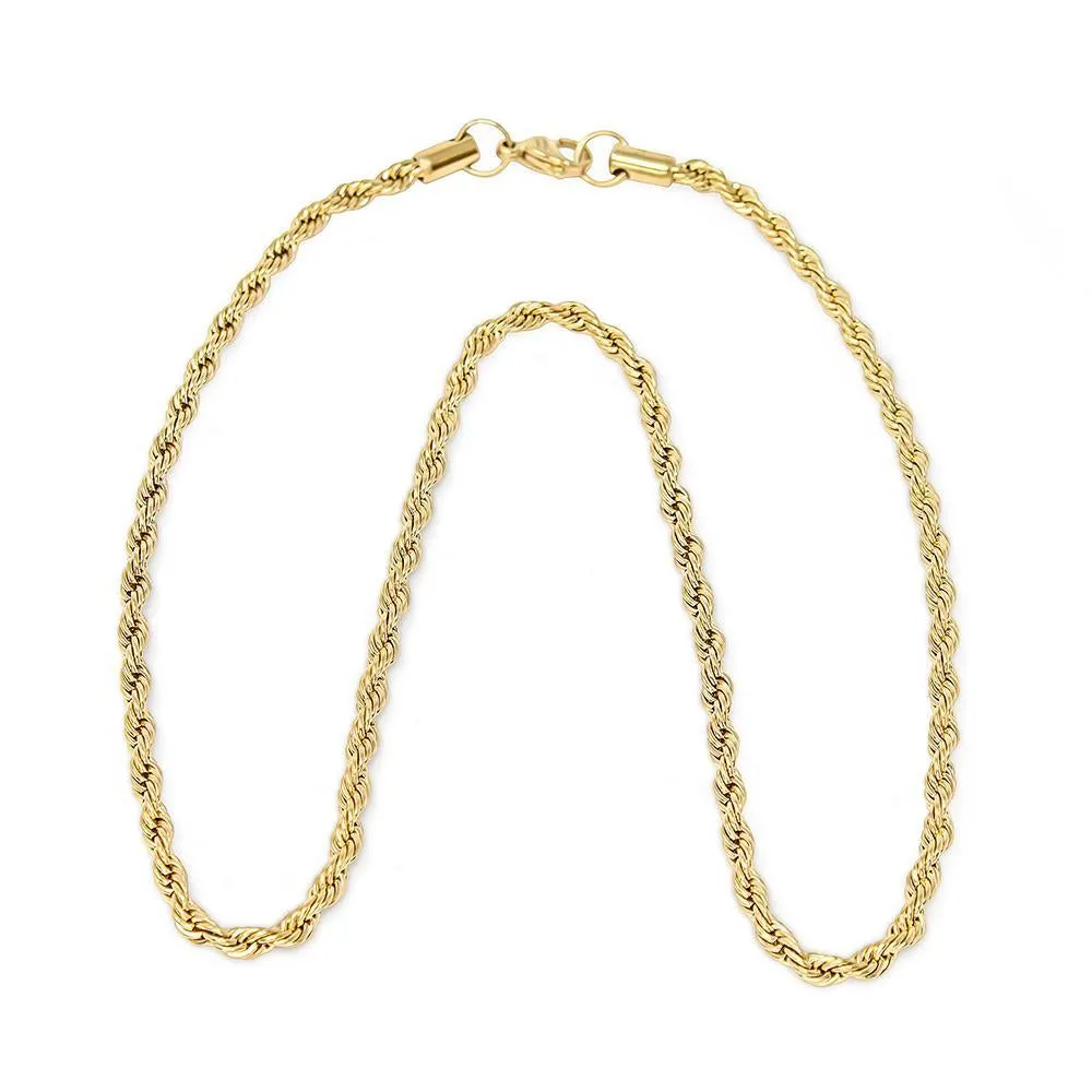 20 Inch Stainless Steel PVD Gold French Rope Chain