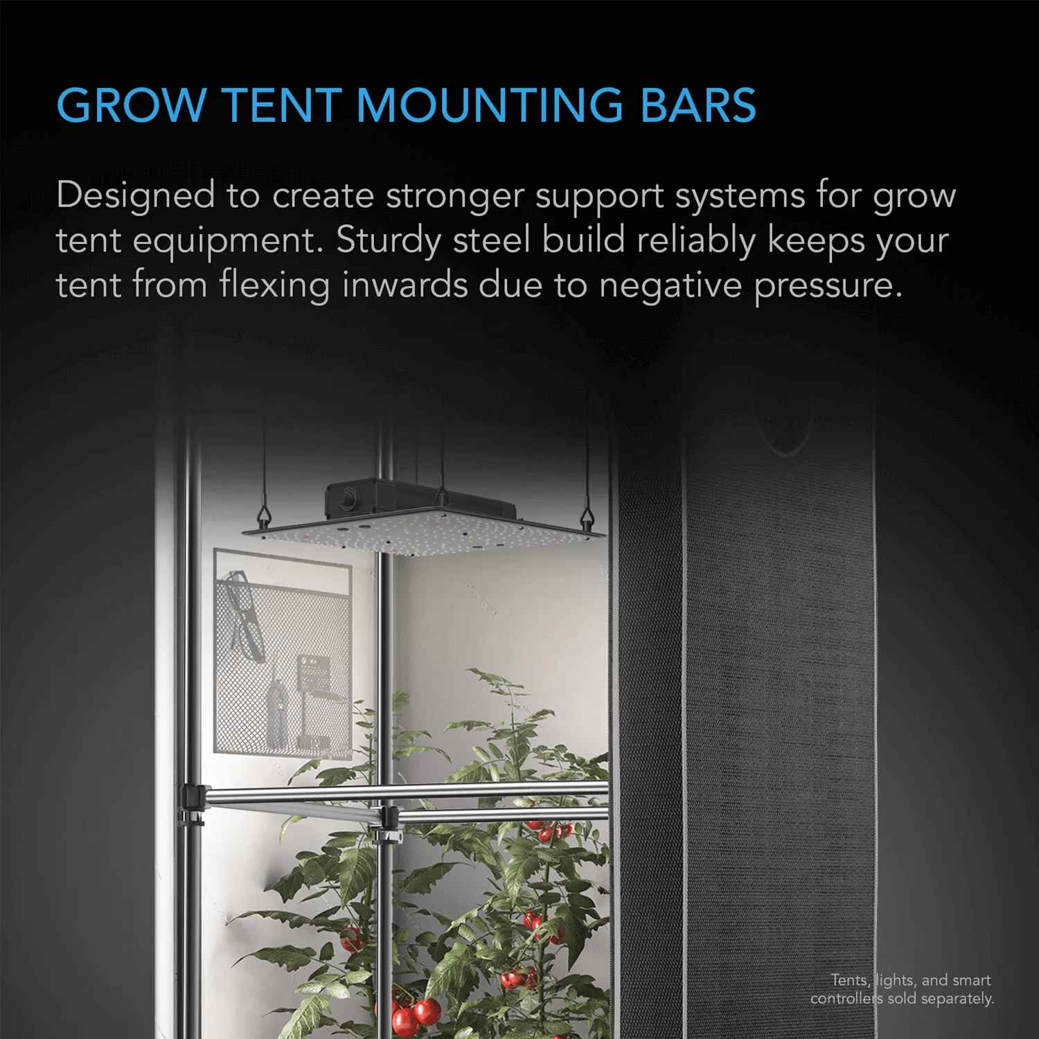 AC Infinity Grow Tent Mounting Bars, for Indoor Grow Spaces, 2x4'