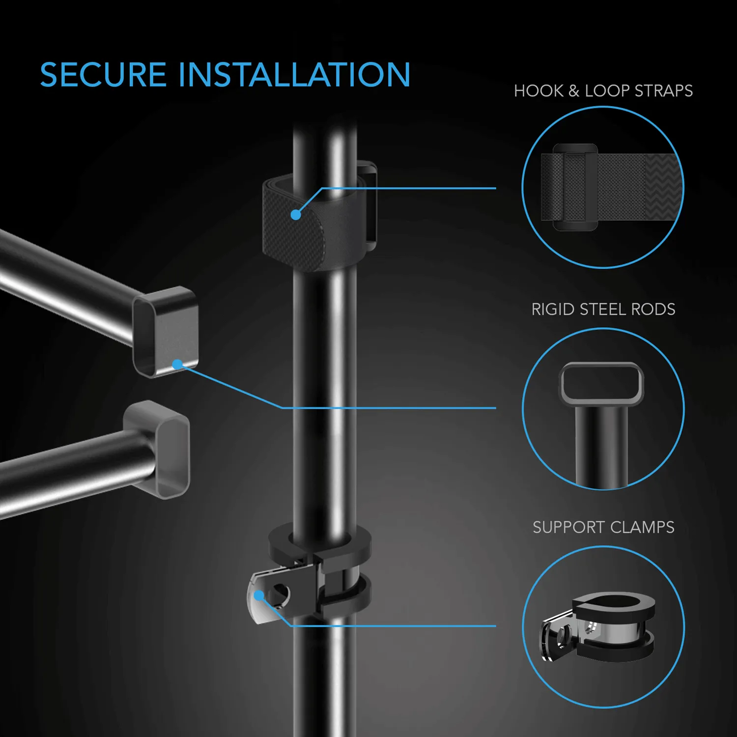 AC Infinity Grow Tent Mounting Bars, for Indoor Grow Spaces, 2x4'