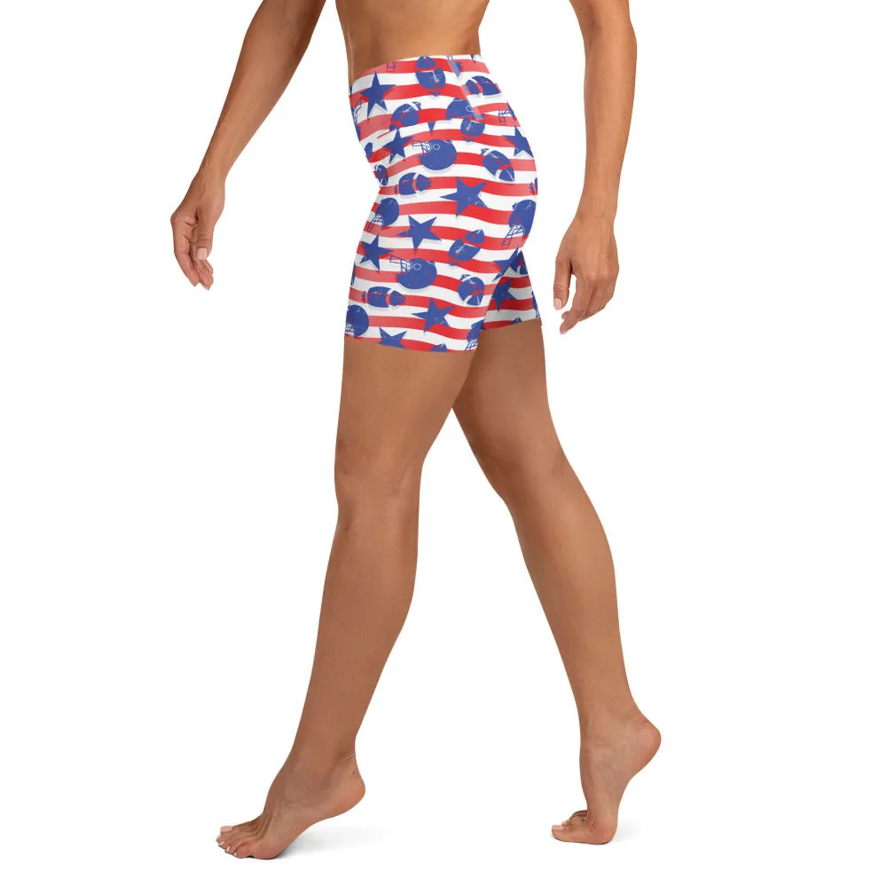 American Football Pattern Yoga Shorts