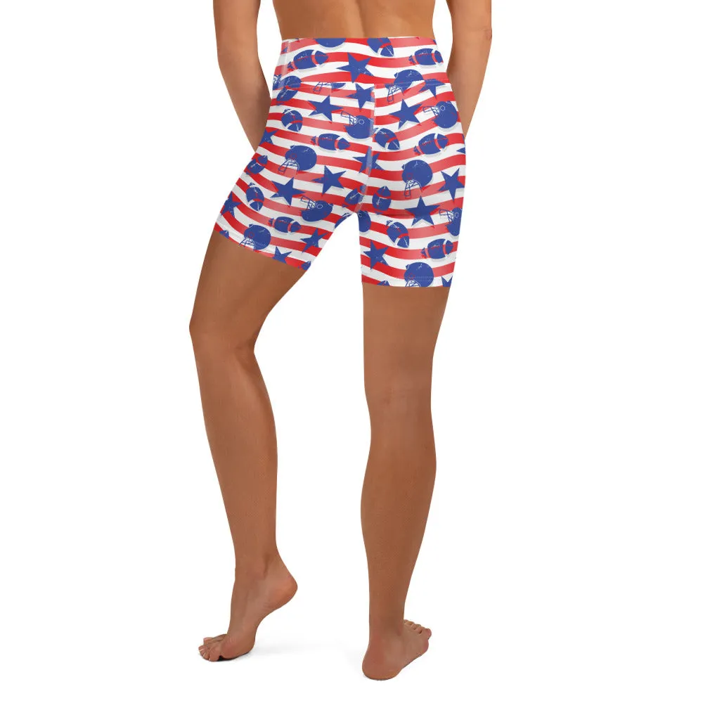 American Football Pattern Yoga Shorts