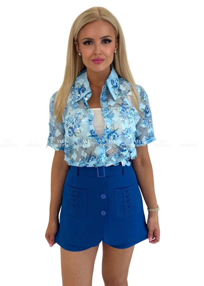 Beatrice Blue Summer Shorts Set