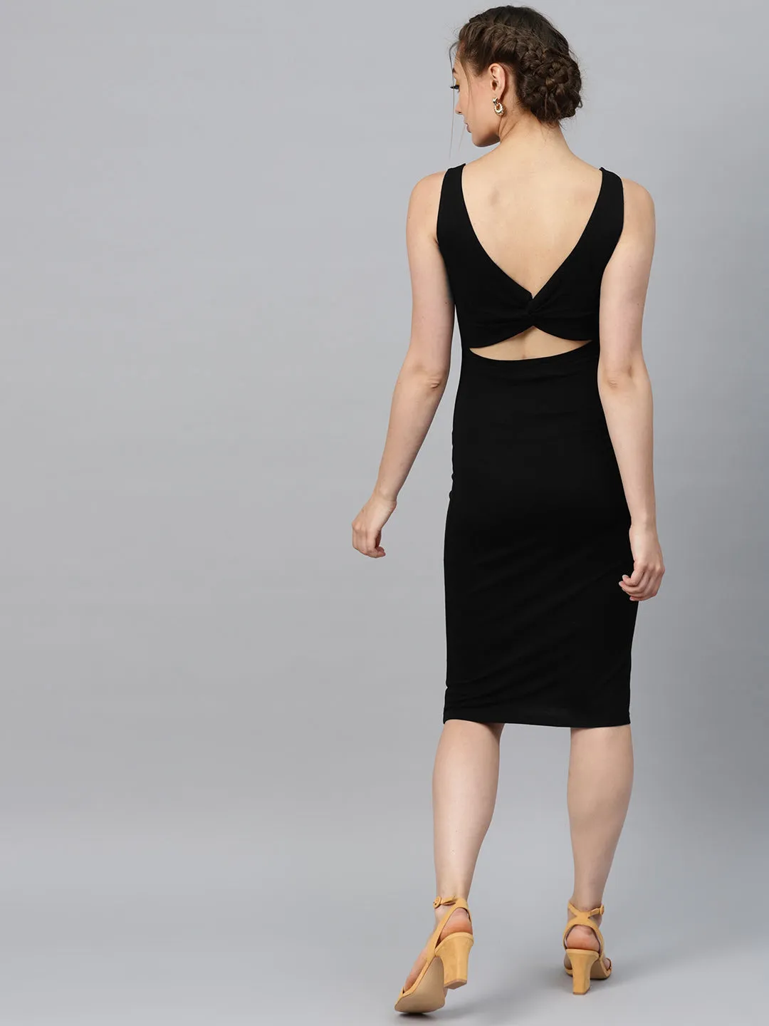 Black Back Knot Cutout Dress