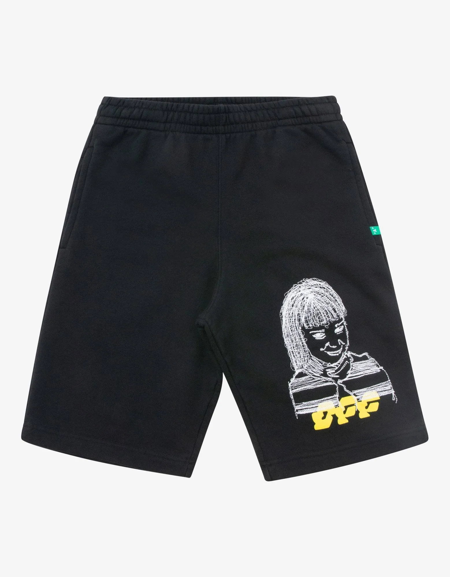 Black Disrupted Font Sweat Shorts -