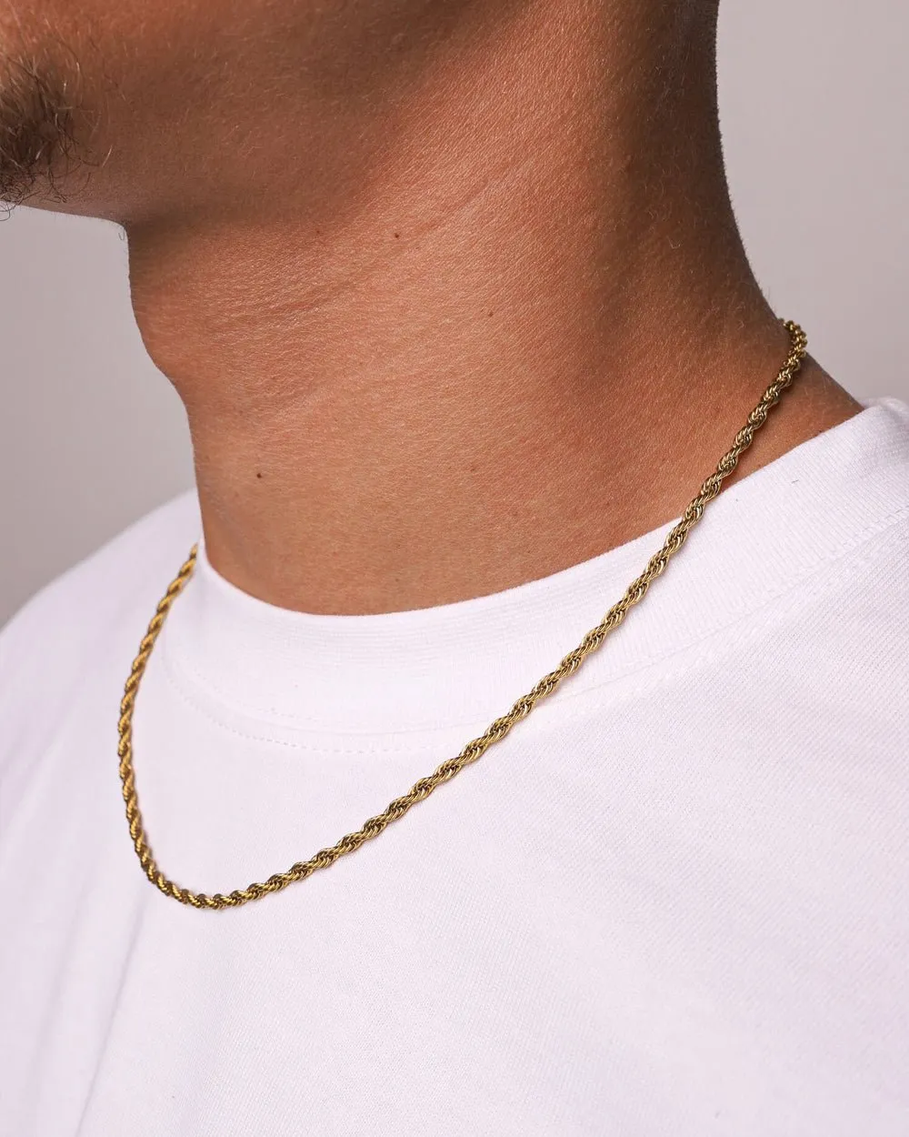 CLEAN ROPE CHAIN. - 3MM 18K GOLD