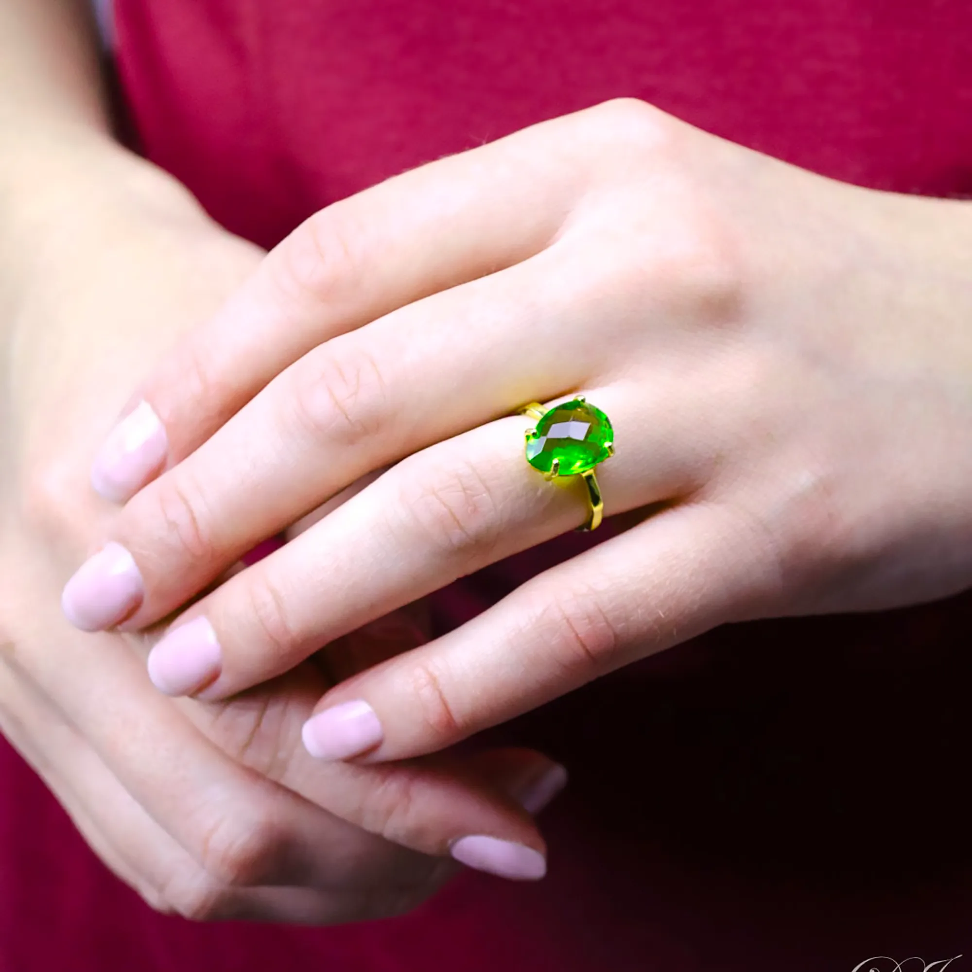 Copper Turquoise Teardrop Prong Set Ring • December Birthstone