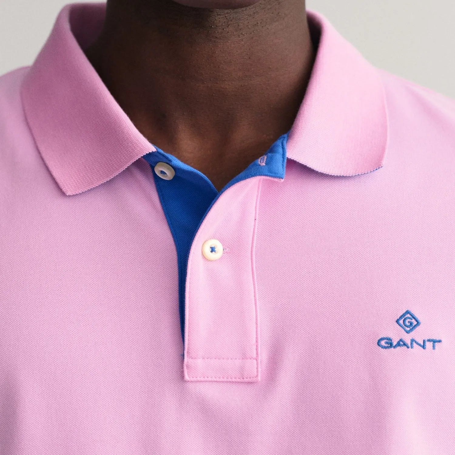 GANT - Contrast Collar Pique Polo - Bright Pink