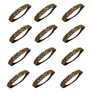 Gold Cheetah Glitter Headbands - 12 Pack