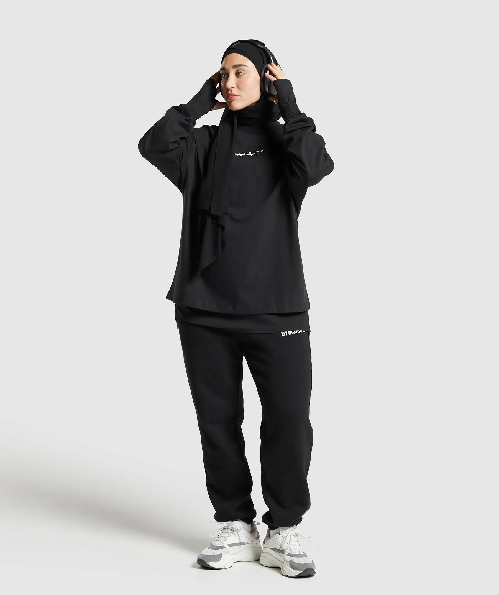 GS X Leana Deeb Oversized Long Sleeve Top - Black