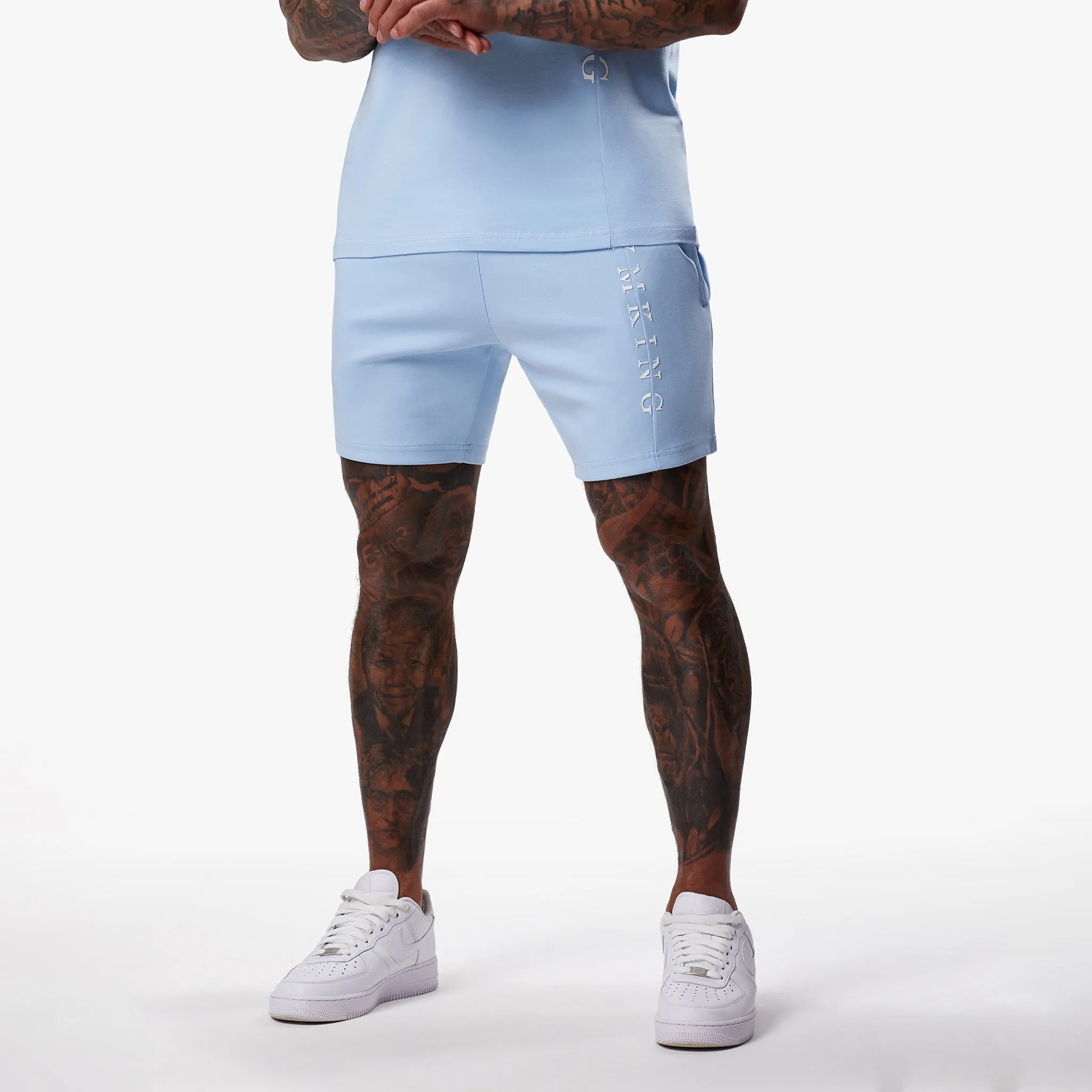 Gym King Split Linear Short - Soft Blue