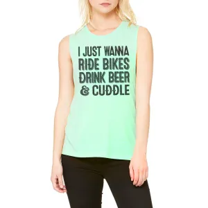 I Just Wanna Ride Bikes Muscle Tank - Mint Green