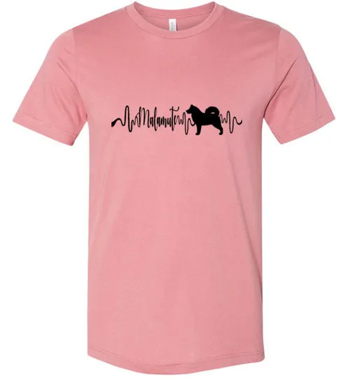 Malamute Heartbeat Unisex Short Sleeve Shirt Black