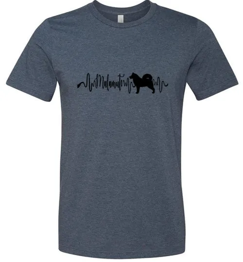 Malamute Heartbeat Unisex Short Sleeve Shirt Black