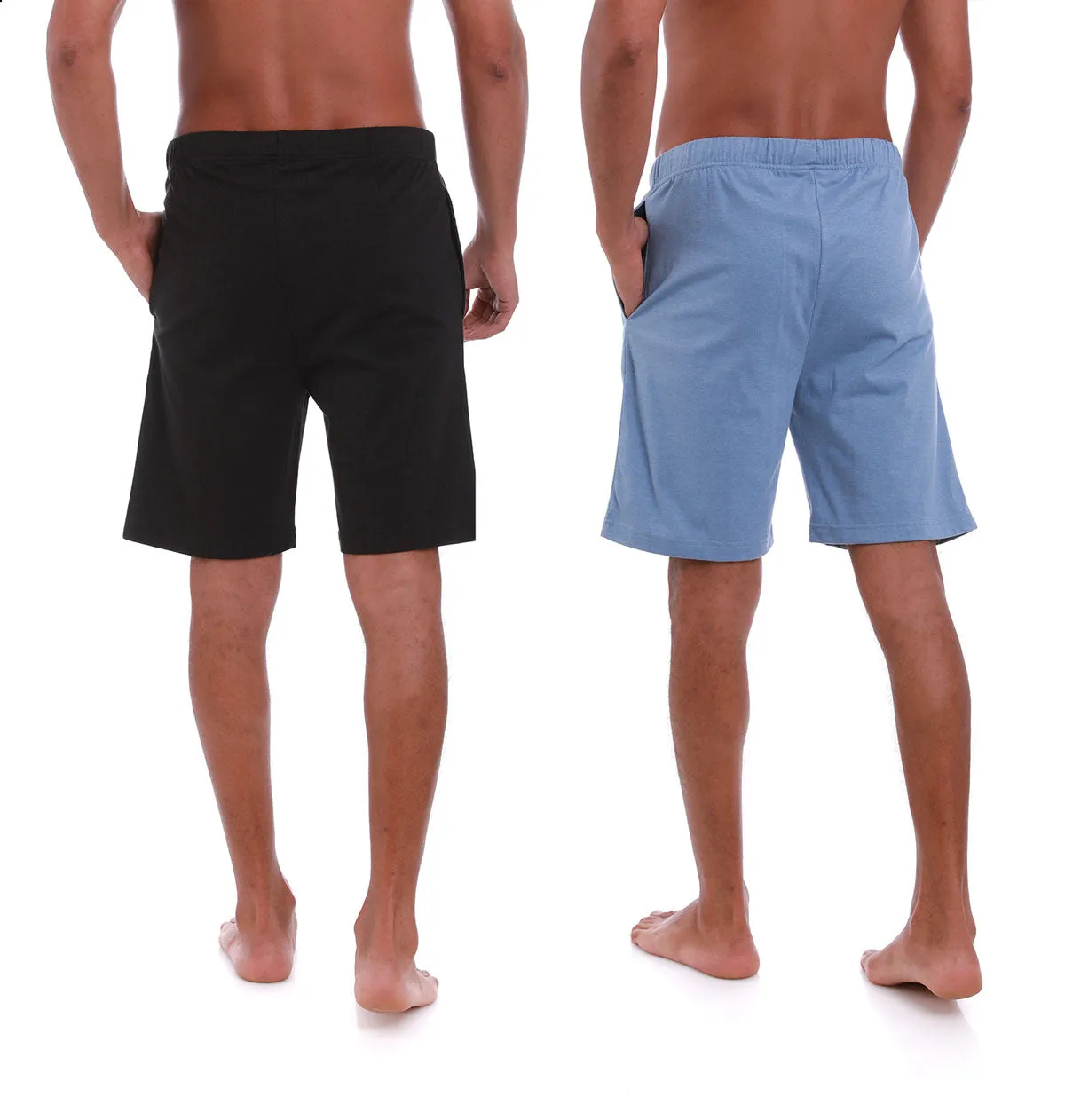 MEN’S BLACK/BLUE KNIT LOUNGE SHORTS - 2 PK