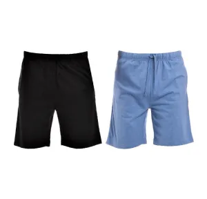 MEN’S BLACK/BLUE KNIT LOUNGE SHORTS - 2 PK