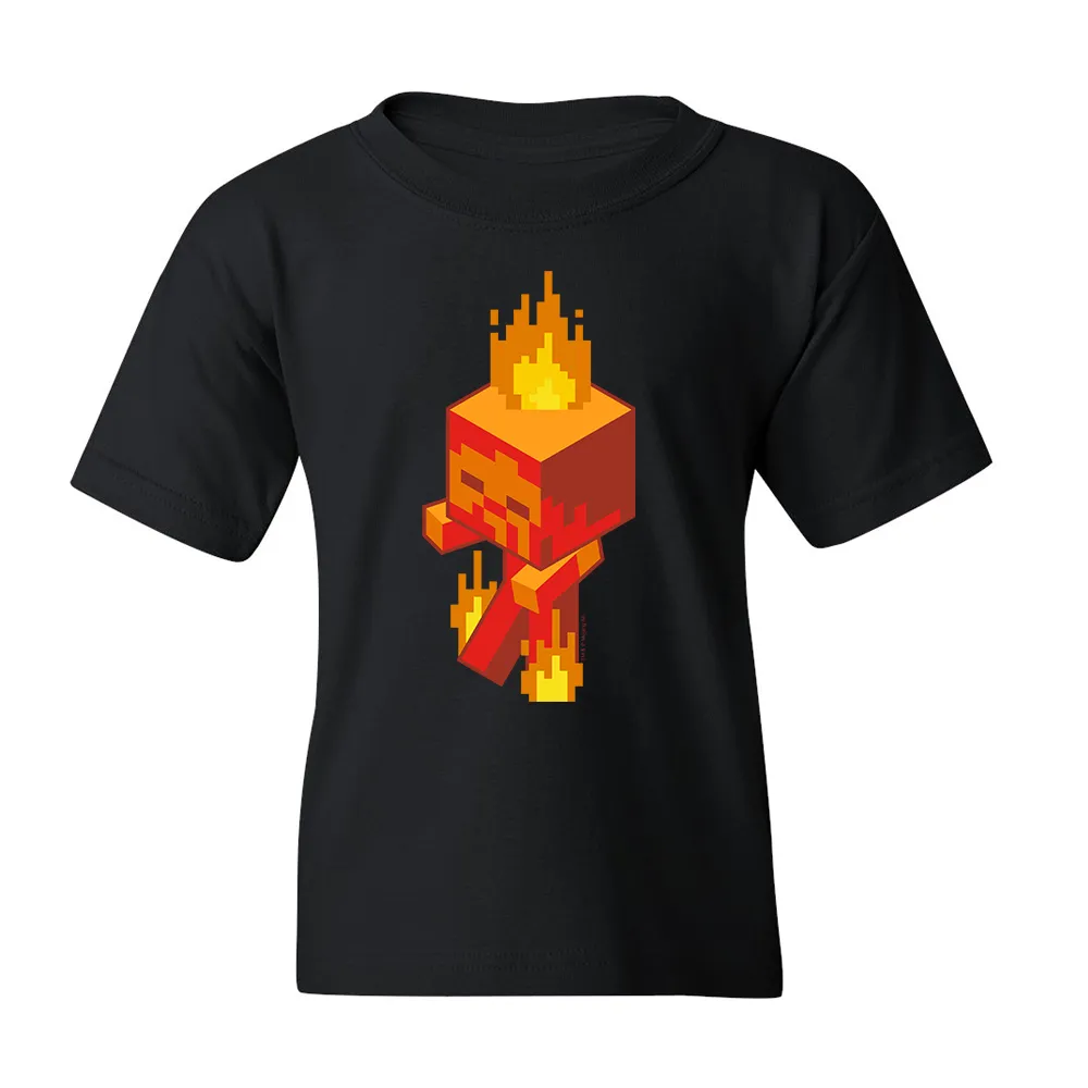 Minecraft Fire Zombie Kids Short Sleeve T-Shirt