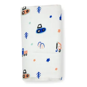 Organic Cotton Muslin Swaddle -Towel -Truck