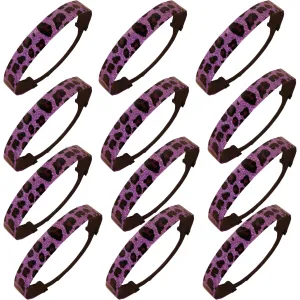 Purple Cheetah Glitter Headbands - 12 Pack