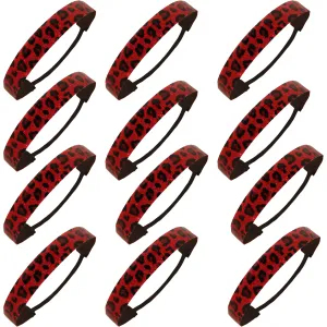 Red Cheetah Glitter Headbands - 12 Pack