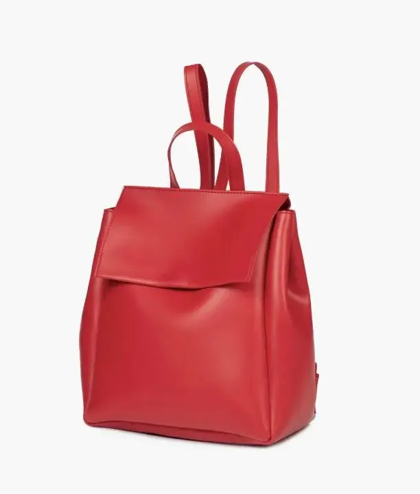 Red Women Leather Backpacks 557