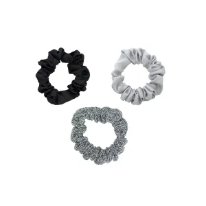 Silver Stardust Satin Scrunchies 3-Pack