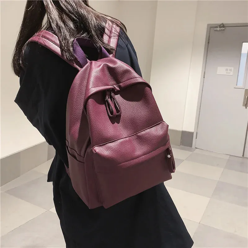 Sohiwoo Fashion Backpack High Quality PU Leather Women's Backpack For Teenage Girls School Shoulder Bag Bagpack Mochila backpack