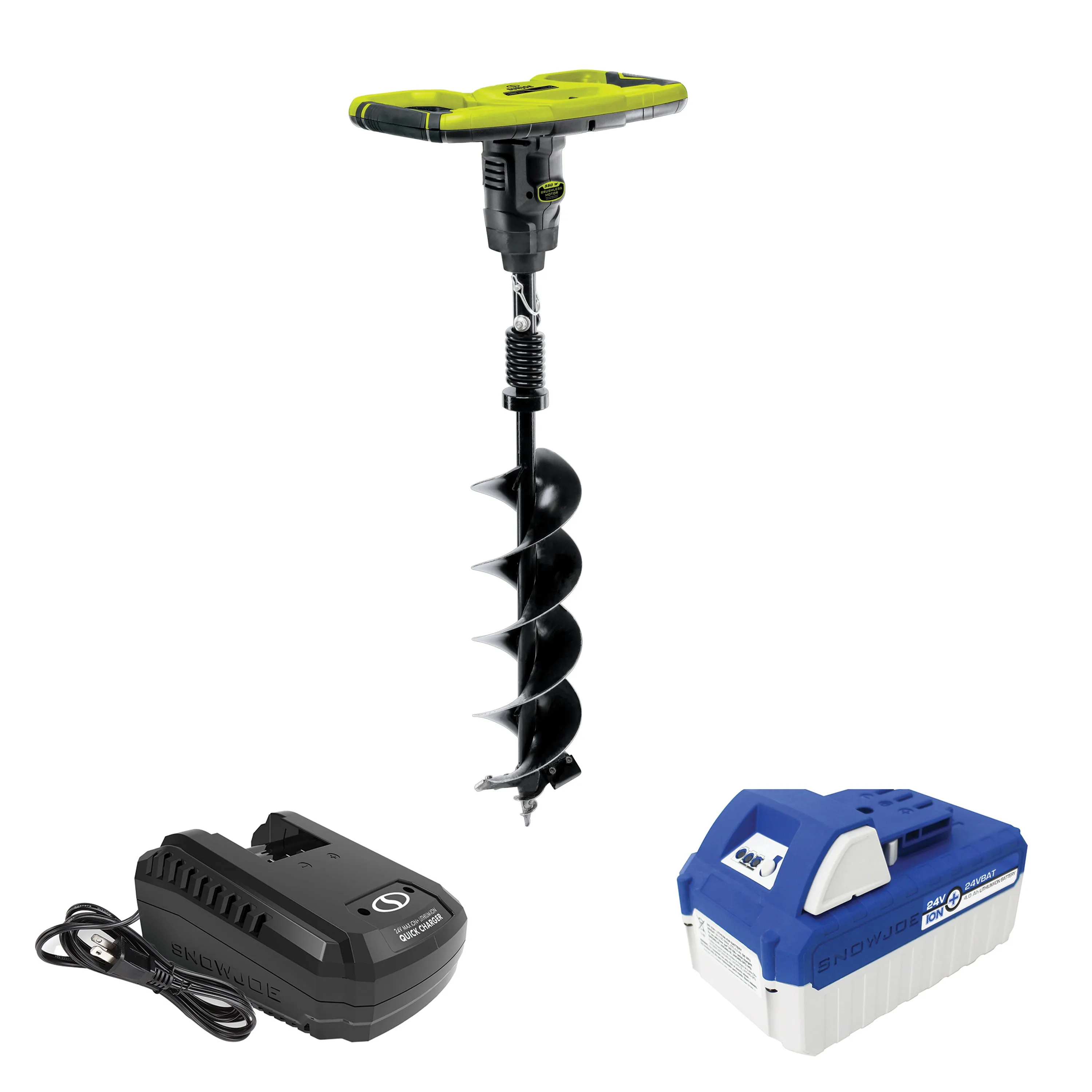 Sun Joe 24V-AGR100 24-Volt* IONMAX Cordless Earth Auger | 30" Drilling Depth | W/ 4.0-Ah Battery   Quick Charger